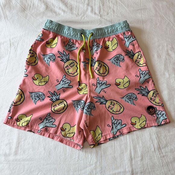 Neff Other - Neff Pink Novelty Print Swim Trunks Duck Pineapple No Work All Play Mens Large